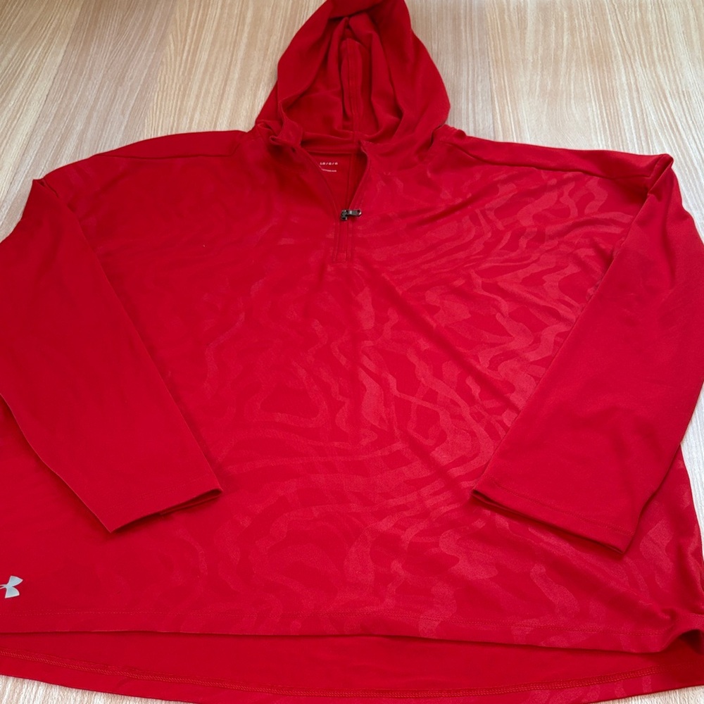 Under Armour loose fit heatgear hooded 1/4 zip shirt red